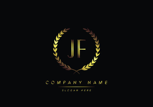 Alphabet letters JF monogram logo, gold color, luxury style