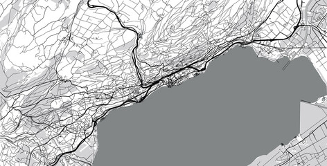 Fototapeta premium Urban vector city map of neuchatel, Switzerland, Europe