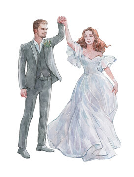  just married couple dancing watercolor art
