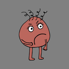 Funny girl character with different emotions. The girls are holding different cosmetics in their hands. Curly, angry girl. Vector. Isolated over white background. Cartoon. Suitable for landing page