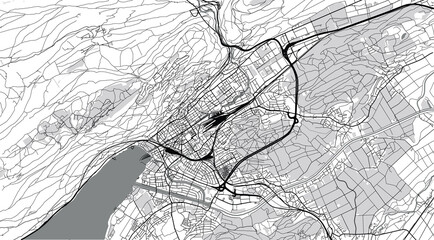 Urban vector city map of biel, Switzerland, Europe