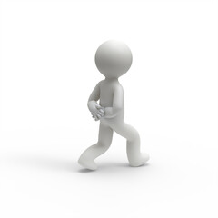 3d man walking with two hands behind