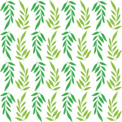 Branches seamless pattern Green leaves Vector illustration Print on paper, fabric, ceramic
