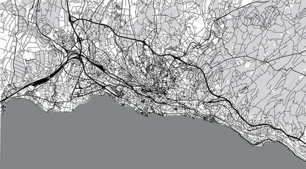 Urban vector city map of Lausanne, Switzerland, Europe