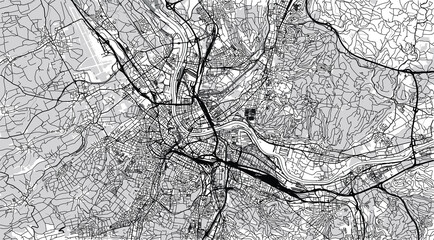 Urban vector city map of Basel, Switzerland, Europe