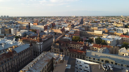 Aerial view of the city.
Drone point of view