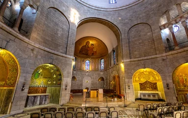 Poster Interior chapels and main nave of Benedictine Dormition Abbey on Mount Zion, near Zion Gate  outside walls of Jerusalem Old City in Israel © Art Media Factory