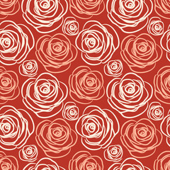 Pink pastel roses. Seamless floral pattern for modern textiles, decorative pillows, trendy fabrics. Vector.