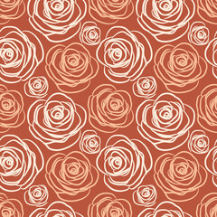 Fototapeta na wymiar Pink pastel roses. Seamless floral pattern for modern textiles, decorative pillows, trendy fabrics. 