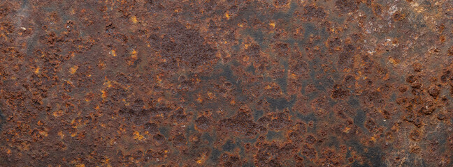 close up shot of an old dirty rust metal plate surface texture for banner background