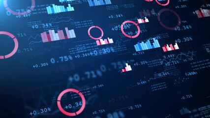 Modern Business Financial infographics diagram loop Background. Charts and graphs Animation. Statistics graphs and finance charts. HUD Presentation elements design. . Data visualization elements.
