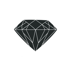 Diamond Icon Silhouette Illustration. Jewel Stone Vector Graphic Pictogram Symbol Clip Art. Doodle Sketch Black Sign.
