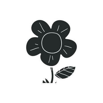Spring Flower Icon Silhouette Illustration. Blossom Vector Graphic Pictogram Symbol Clip Art. Doodle Sketch Black Sign.