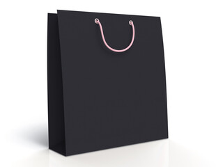 Black 3D illustration gift bag with pink rope