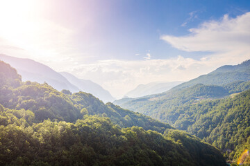 Dreamy landscape of mountains near Tara canyon in Montenegro.