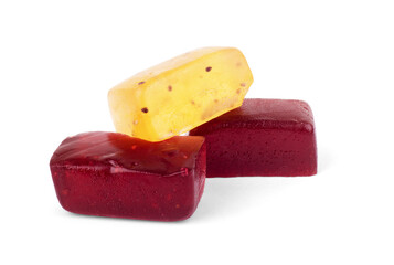 Fruit marmalade sweets, jelly candies isolated on white background with clipping path, collection