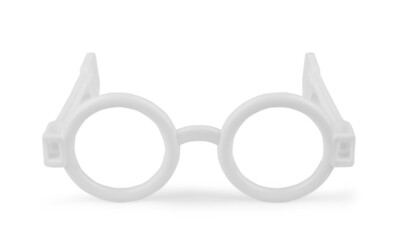Glasses for sight. Kids optical frame. Plastic glasses for reading are isolated on a white background. Optical accessories frame, glasses for distance, reading, sight. © vadarshop