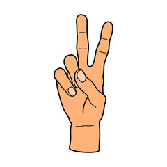 Two fingers hand gesture of peace vector illustration