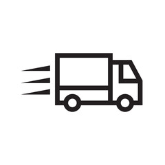 Shipping fast delivery truck icon symbol, Pictogram flat outline design for apps and websites, Isolated on white background, Vector illustration