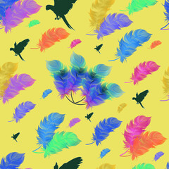 beautyful, pattern, vector, seamles,feather