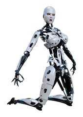 Fototapeta premium 3D Rendering Female Robot on White