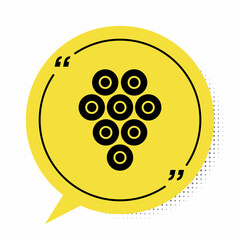 Black Caviar icon isolated on white background. Yellow speech bubble symbol. Vector.