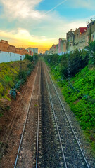 Fototapeta na wymiar sunset over the railway