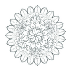 Decorative Doodle flowers in black and white for coloringbook, cover or background. Hand drawn sketch for adult anti stress coloring page vector.