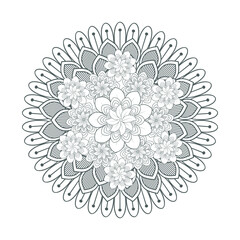 Decorative Doodle flowers in black and white for coloringbook, cover or background. Hand drawn sketch for adult anti stress coloring page vector.