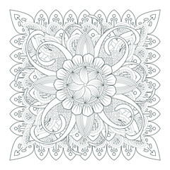 Fototapeta na wymiar Decorative Doodle flowers in black and white for coloringbook, cover or background. Hand drawn sketch for adult anti stress coloring page vector.