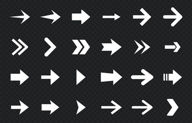 Arrow Vector Set. Abstract Arrow Icon Collection. Variety of Different Arrows Symbol for Web UI Design. Flat Style Isolated Arrow Design Elements