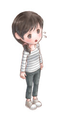 困っている表情の女性のイラスト素材