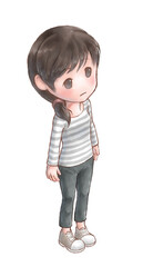 無表情の女性のイラスト素材