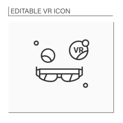 Augmented reality glasses line icon. Add extra information, ideally 3D images and information, animations and videos. Modern technology concept. Isolated vector illustration.Editable stroke - obrazy, fototapety, plakaty