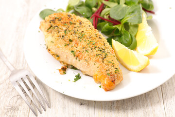fried chicken breast and lettuce