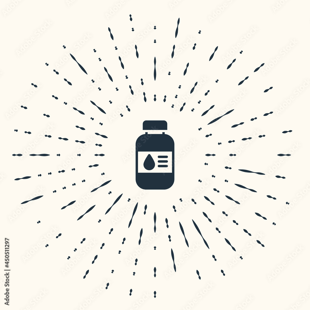 Poster grey printer ink bottle icon isolated on beige background. abstract circle random dots. vector