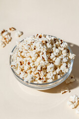 popcorn, just cooked, pattern, on a light background