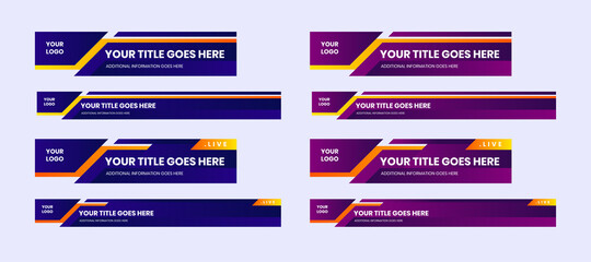 Lower Third TV News Bars Set Vector. News alerts, video streaming. Breaking, fake, sports news. Interface mark. The template mockup is editable and ready for your designs. Vector illustration