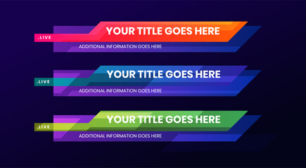 Colorful News Lower Thirds Pack. Sign Of live News, Ultra HD. Banners For Broadcasting Television Video Template. Isolated Illustration