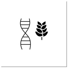 Non gmo crop glyph icon.GMO absence. Organic products. Agriculture. Healthy. Genetically modified organism concept.Filled flat sign. Isolated silhouette vector illustration