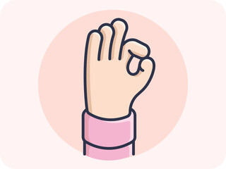 Hand gestures Okey, Put your index finger and thumb together to form  a circle, which means good accept, vector design and isolated background.