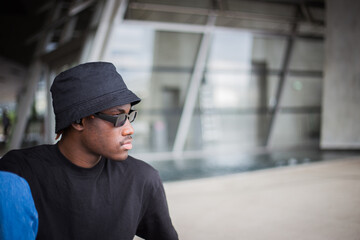 Portrait of handsome afro man with glasses