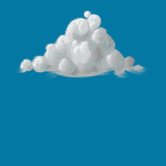 a cloud in the blue sky with room for text.