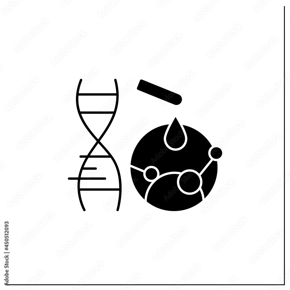 Poster mutation gene glyph icon. artificial mutation process. adding new materials to dna. gene change. new
