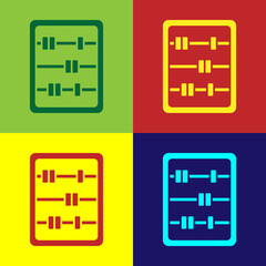 Pop art Abacus icon isolated on color background. Traditional counting frame. Education sign. Mathematics school. Vector