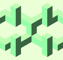 seamless pattern optical illusion symmetrical volumetric cubes vector