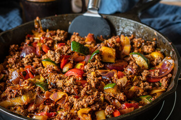 Ground beef pan with vegetables