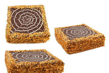 Tasty esterhazy cake isolated on white.