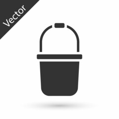 Grey Sauna bucket icon isolated on white background. Vector