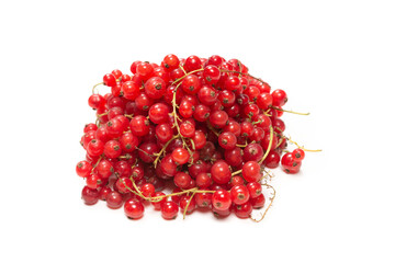 Tasty red currant isolated on white background.